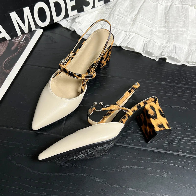 Women's Slingback Pumps | Pointed Toe & Contrast Block Heel | Braviixx