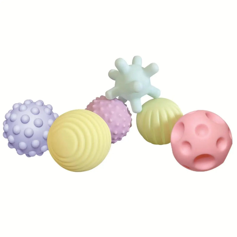 6-Piece Baby Sensory Balls Set | Silicone Tactile Massage & Rattle Toys | Braviixx