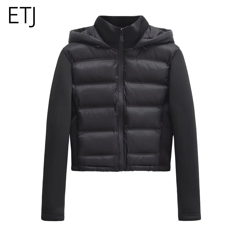 Women's Hooded Quilted Jacket | Stand Collar & Contrast Sleeves | Braviixx