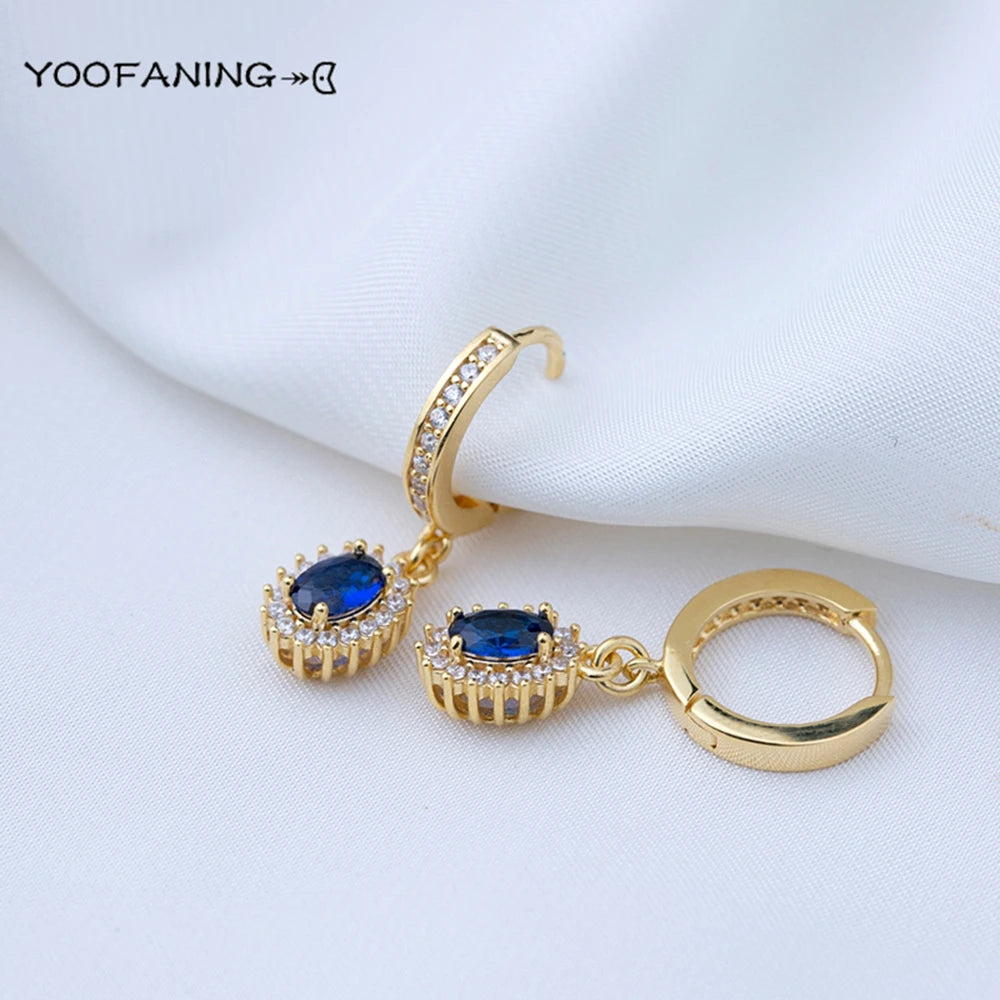 Hot Selling925 Sterling Silver Needle Exquisite 24K Gold Earrings Water Drop Gold Earrings Women's Luxury Wedding Party Jewelry