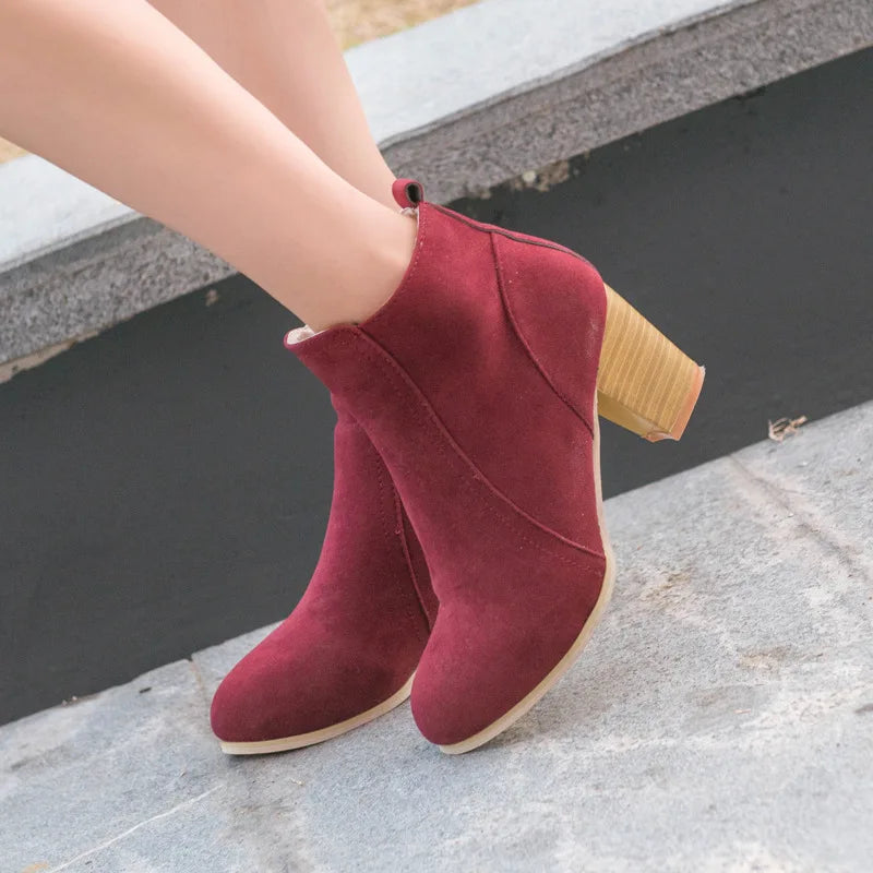 Ankle Boots | Side Zip & Block Heel | Braviixx