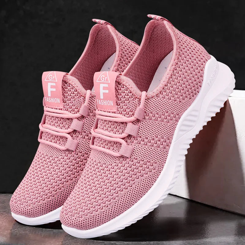 Comfortable Women's Casual Sneakers Summer Breathable Flat Shoes Fashion Women Sneakers Versatile Lace-Up Running Shoes 2026 New
