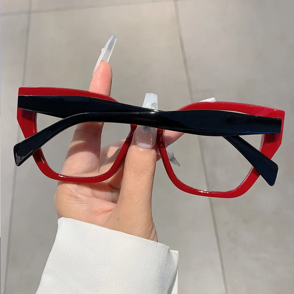 Women's Oversized Cat Eye Colour Block Blue Light Glasses | UV400 · Tortoise Accent · Plain Lens | 4 Colours | Braviixx