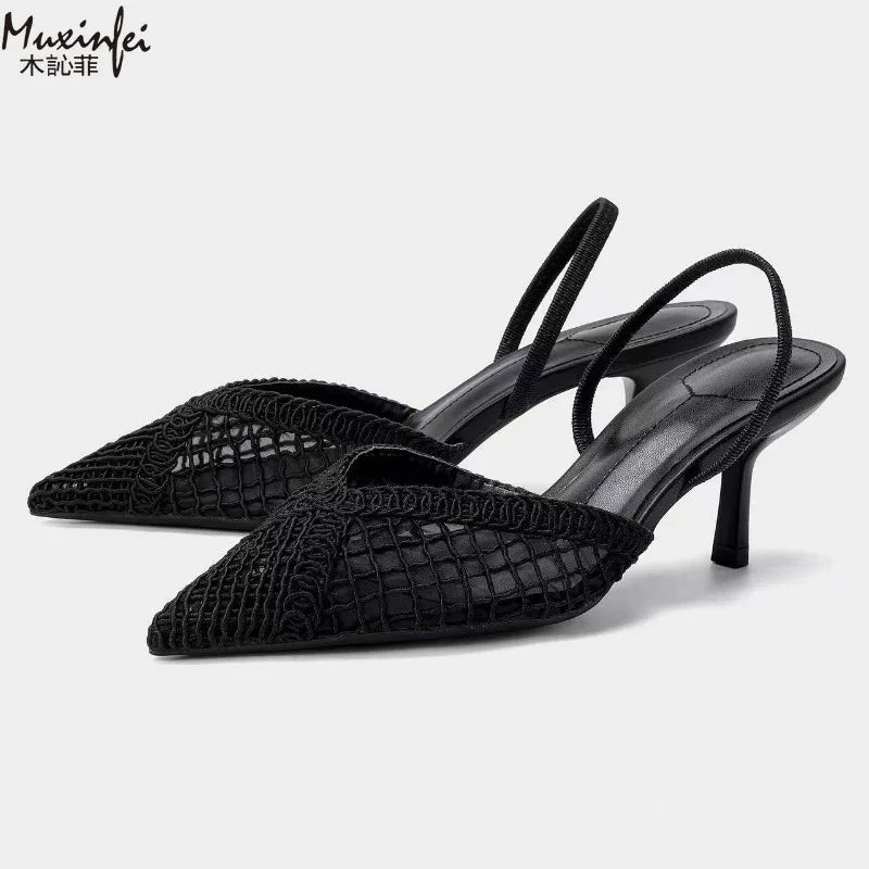 Women's Mesh Slingback Pumps | Pointed Toe & Slim Heel | Braviixx