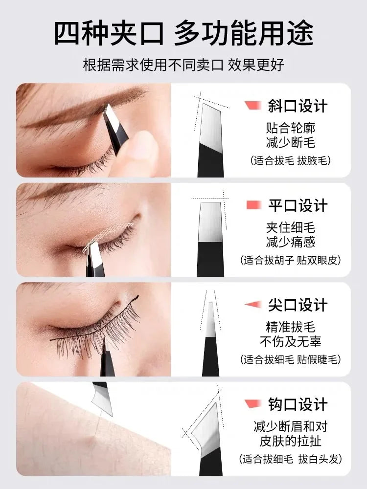 Stainless Steel Eyebrow Tweezer | Slant Tip · Flat Tip | Eyelash Application · Ingrown Hair Removal | Braviixx