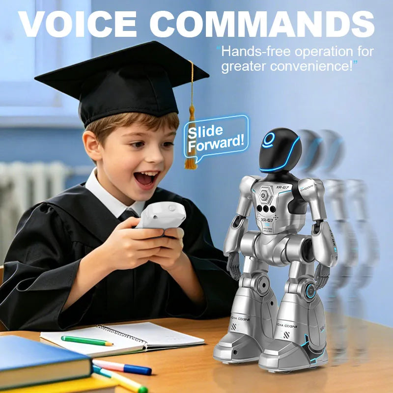 AI Smart Voice & Gesture Control Robot Toy | Programmable Interactive Robot with LED Lights, Music & Dance | Braviixx