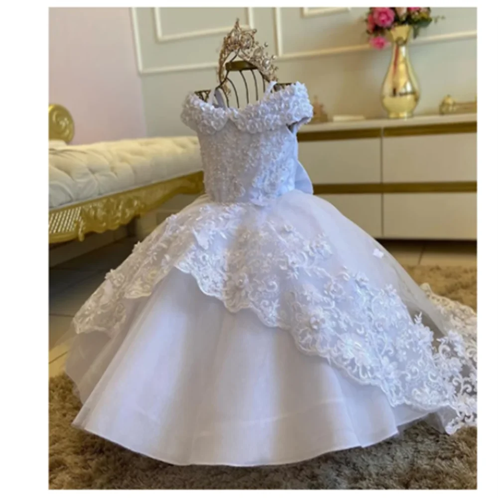 Girls' Lace Flower Girl Ball Gown | Sleeveless Princess Dress | 3M–14Y | Braviixx