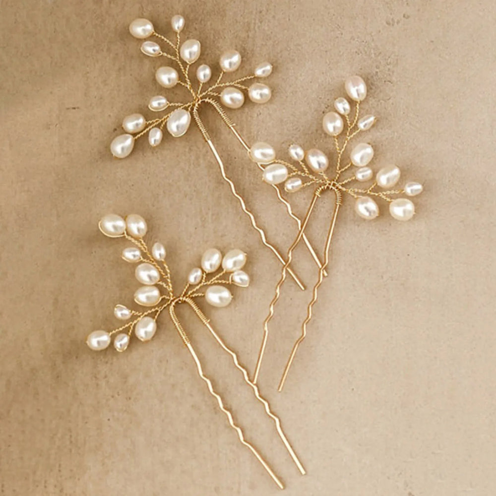 3Pcs Pearls Wedding Bridal Hair Pins Anti-slip Stable Grip Wedding Bridal Headdress for Friends Girlfriend Wife Novel Gift