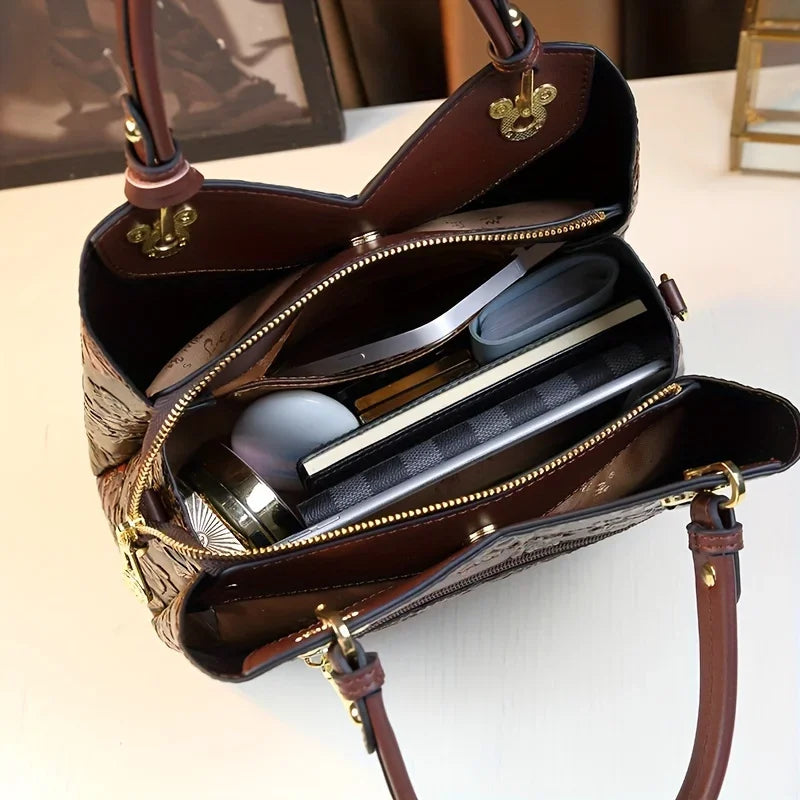 Floral Tote Bag | PU & Brown Handles | Braviixx