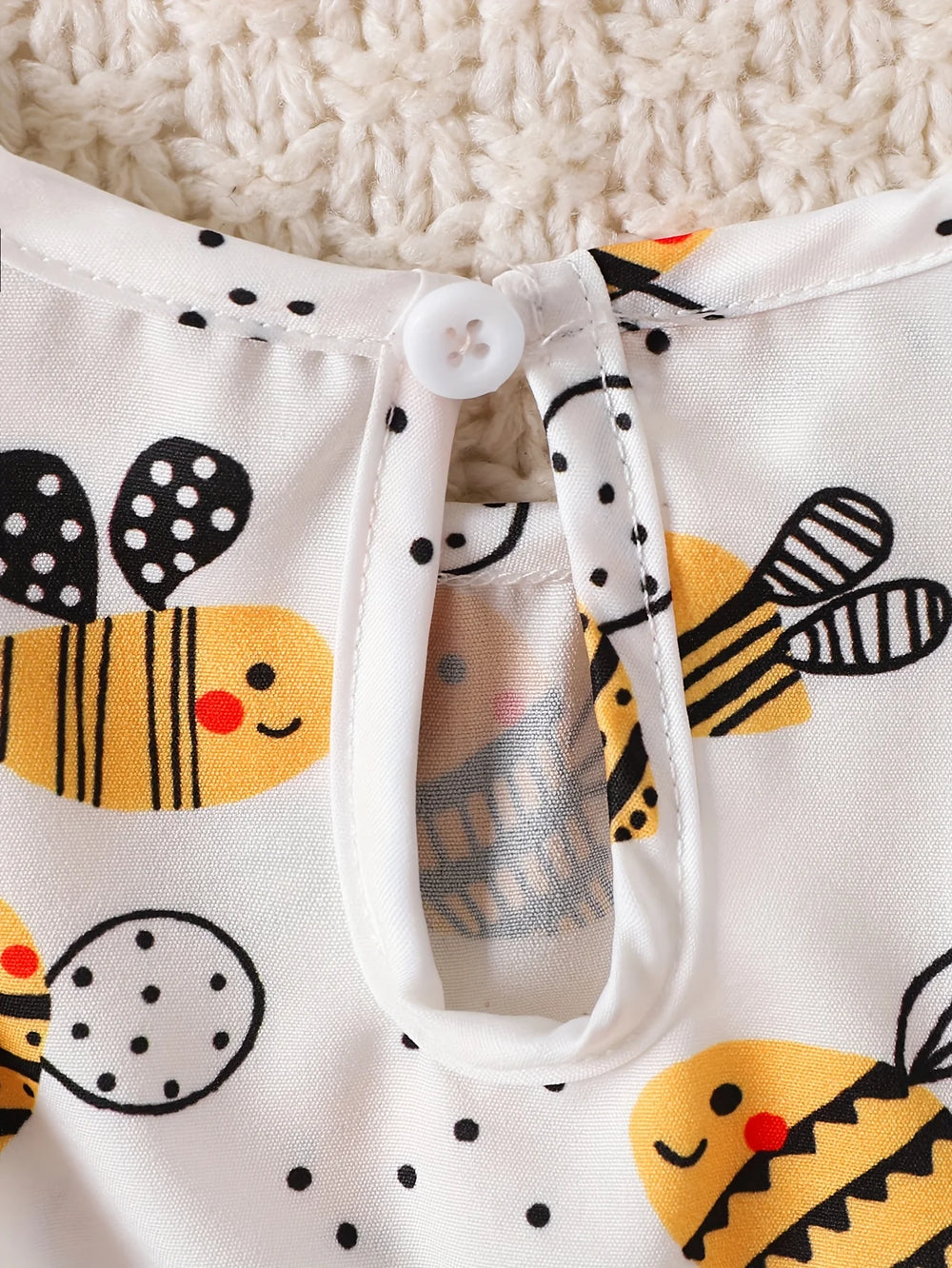 Baby Girls' Bee Print Tulle Dress | Puff-Sleeve Cartoon Dress | 1–18M | Braviixx