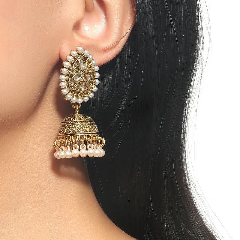 Jhumka Earrings | Teardrop & Bead Fringe | Braviixx