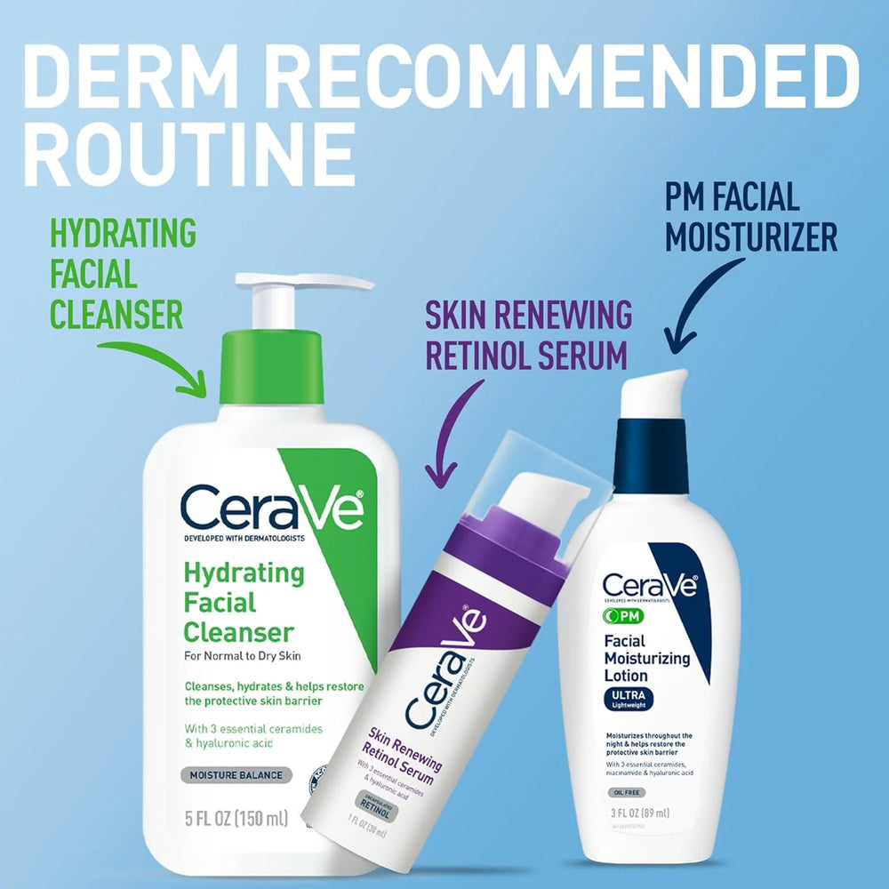 CeraVe PM Facial Moisturizing Lotion with Hyaluronic Acid & Niacinamide,Ultra-Lightweight,Oil-Free Moisturizer for Face,3 Ounce