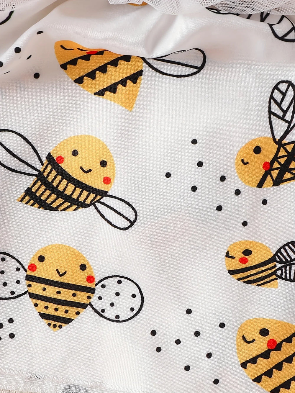 Baby Girls' Bee Print Tulle Dress | Puff-Sleeve Cartoon Dress | 1–18M | Braviixx