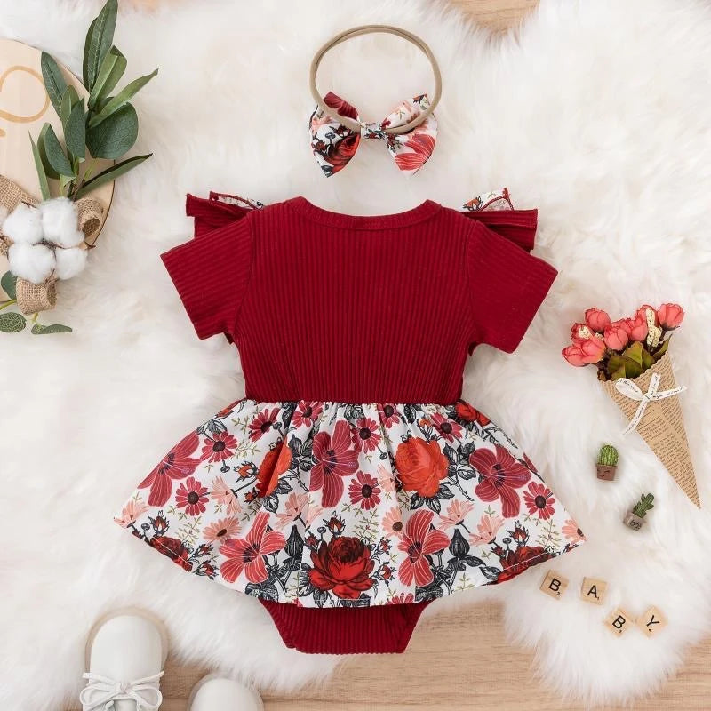 Baby Girls' Floral Bow Summer Dress | Short-Sleeve Outfit | 0–18M | Braviixx