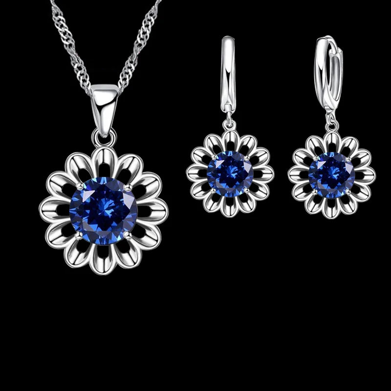 Floral Pendant Necklace & Hoop Earrings Set | Braviixx