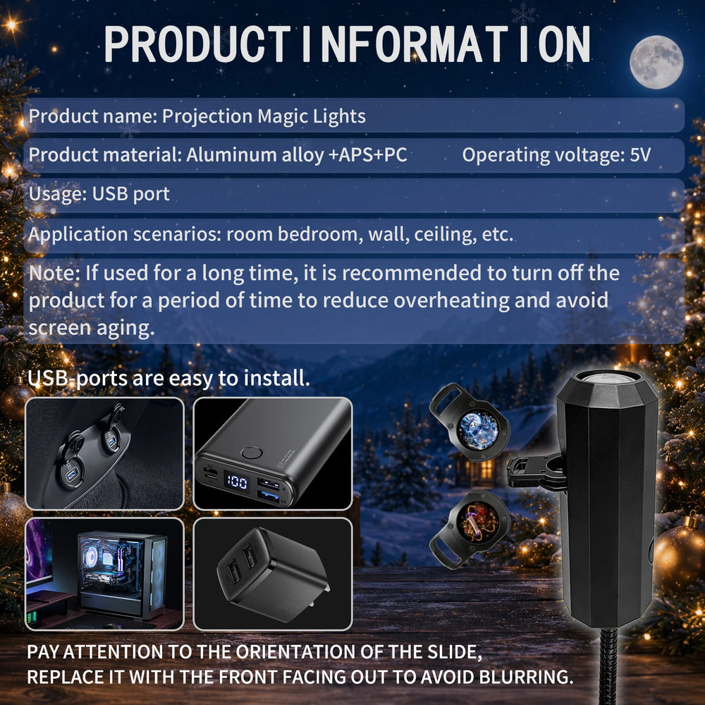 Christmas Projector Light | 10 Patterns & USB Power | Braviixx