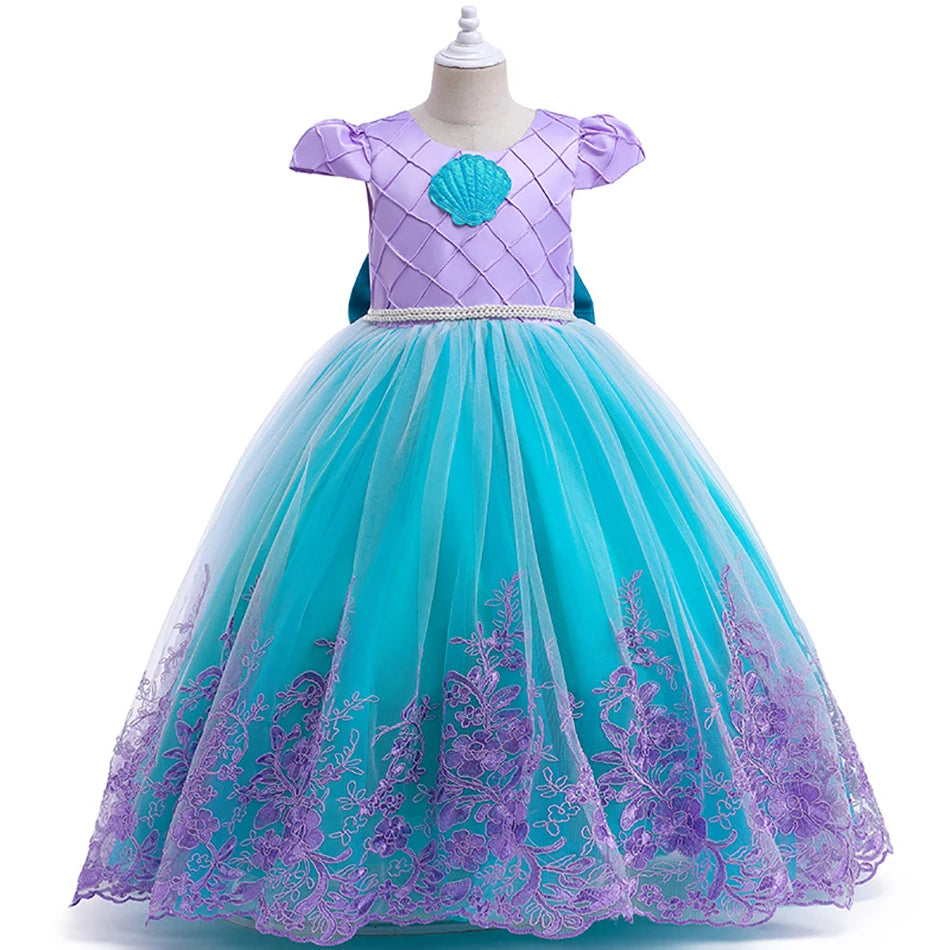 Girls’ Mermaid-Style Embroidered Dress & Accessories | Braviixx