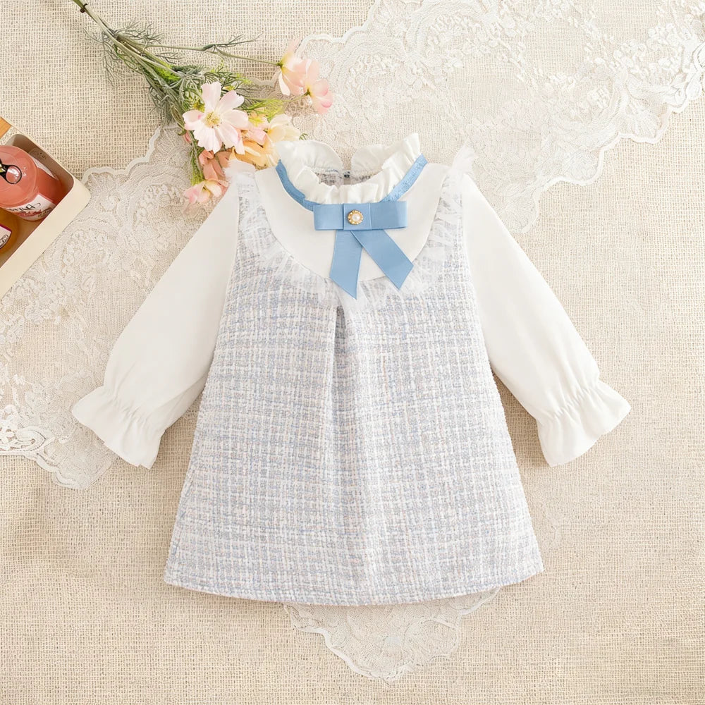 Baby Girls Plaid Bow-Tie Dress | Long-Sleeve Princess Gown | 9–12M to 2–3Y | Braviixx