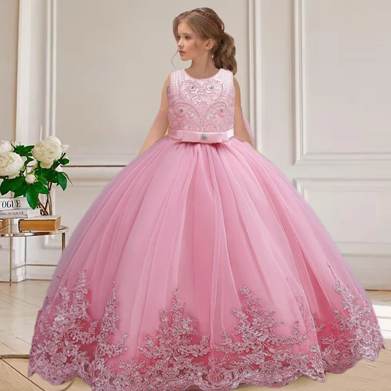 Girls Floral Long Ball-Gown Dress | Party Princess Dress | 3–4Y to 11–12Y | Braviixx