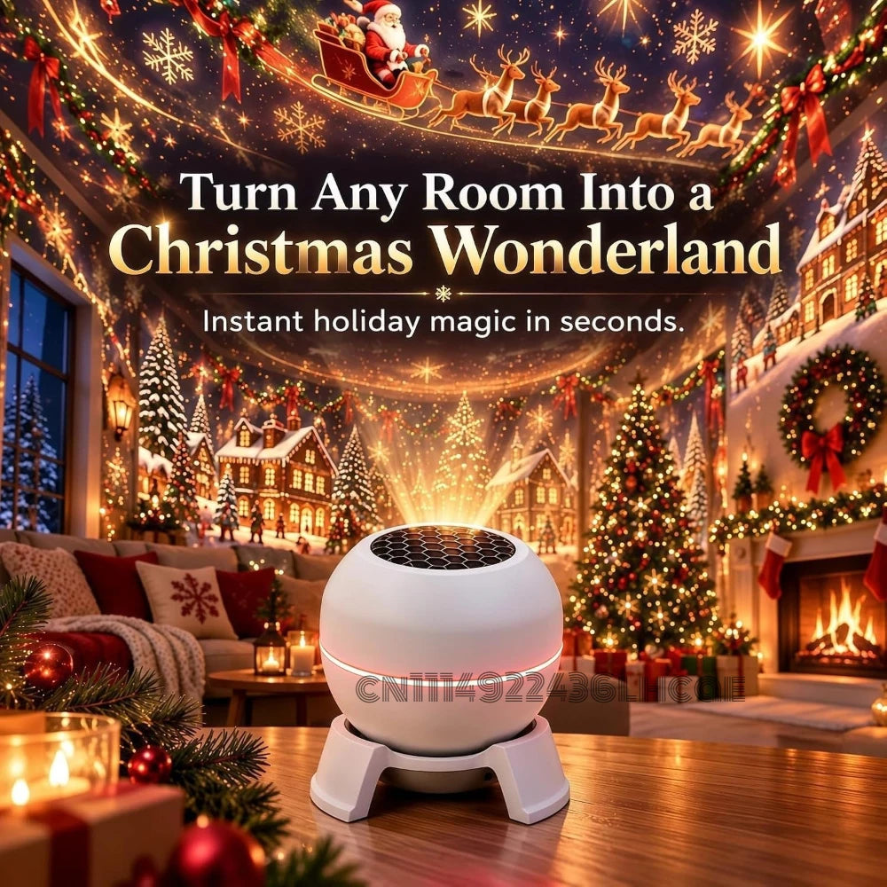 Christmas Projection Night Light | USB-Powered Indoor Decor | Braviixx