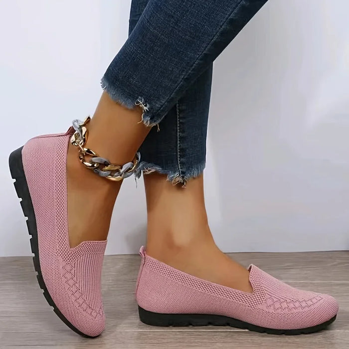 Women's Knit Slip-On Loafers | Breathable Flyknit | Anti-Slip | Lightweight | Purple · Pink · Red · Black · Khaki | EU 35–43