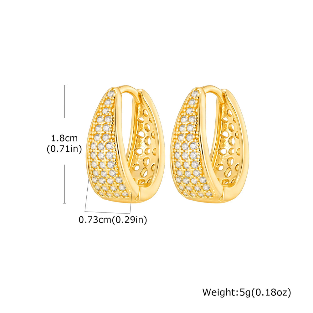 VNOX 18K Gold Plated CZ Earrings | Teardrop Stud or U-Shape Hoop | Hypoallergenic | Braviixx