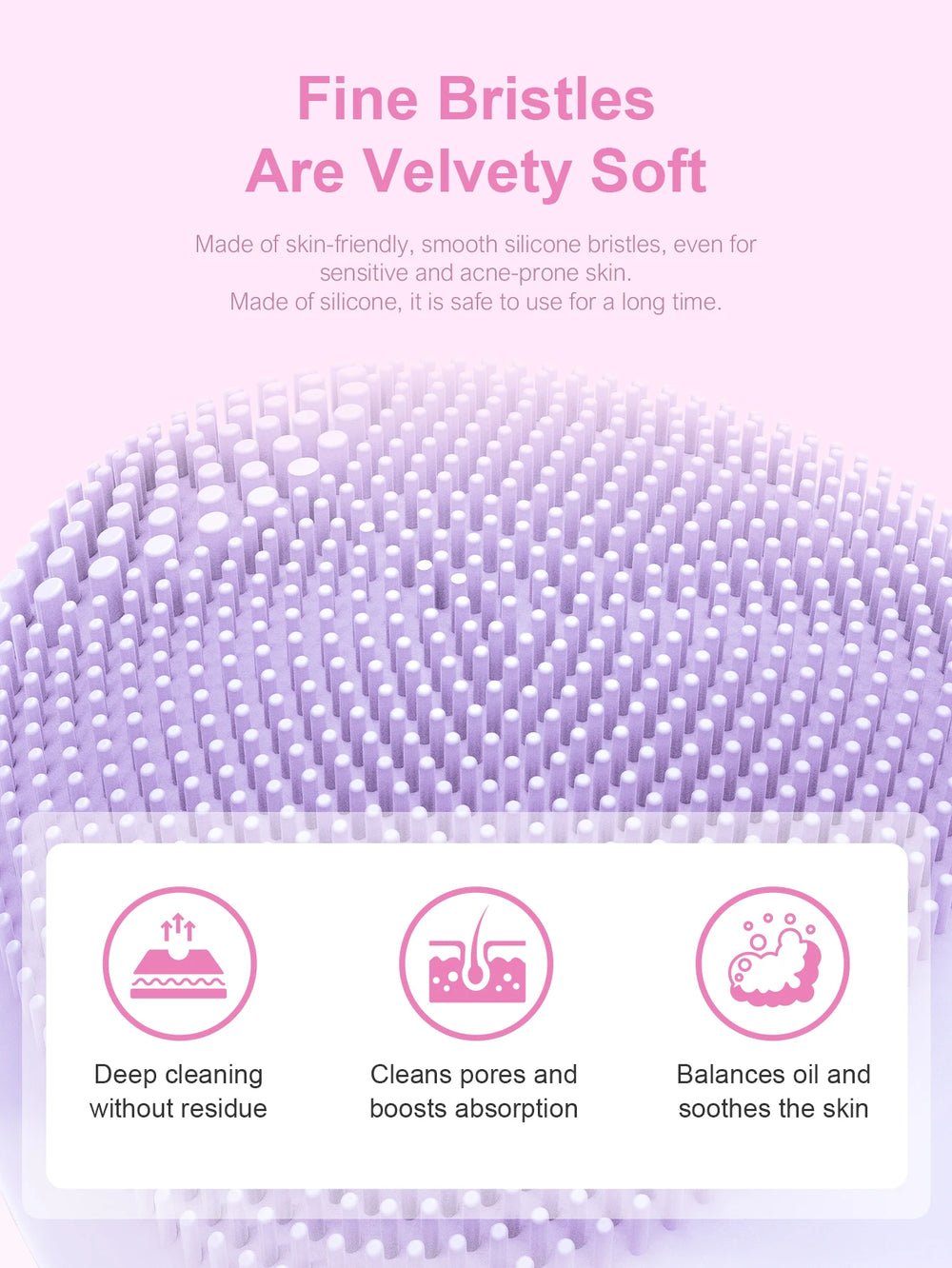 Facial Cleansing Brush Made with Ultra Hygienic Soft Silicone, Waterproof Sonic Vibrating Face Brush for Deep Cleansing, Gentle