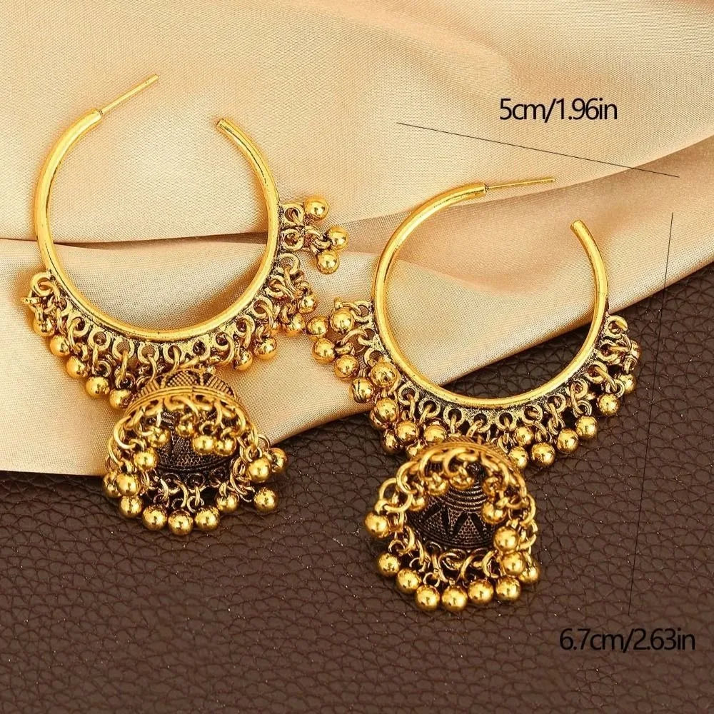Jhumka Hoop Earrings | Bell & Bead Detail | Braviixx