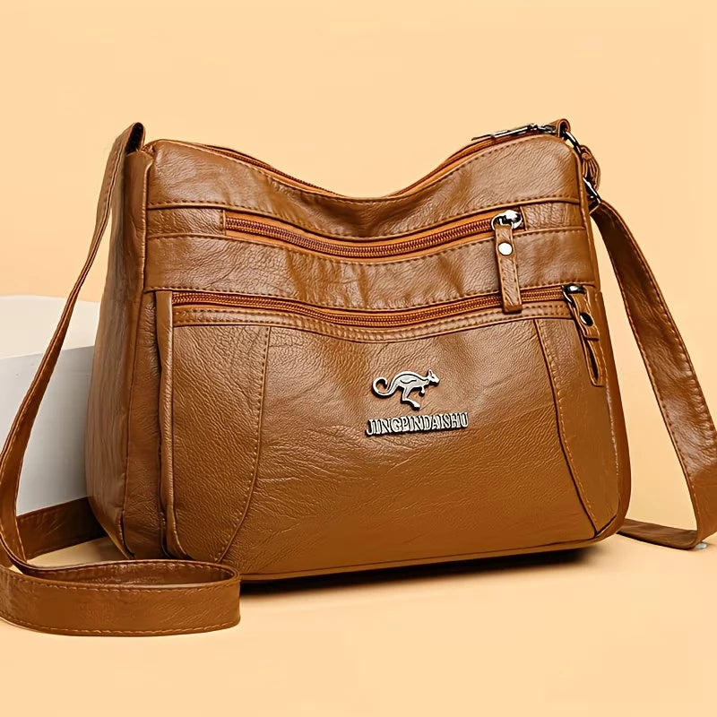 Soft Faux Leather Crossbody Bag | Multi-Zip & Adjustable Strap | Braviixx