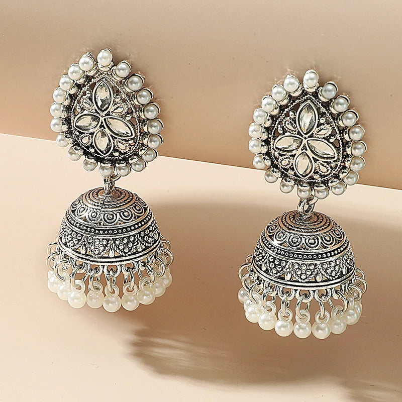 Jhumka Earrings | Teardrop & Bead Fringe | Braviixx