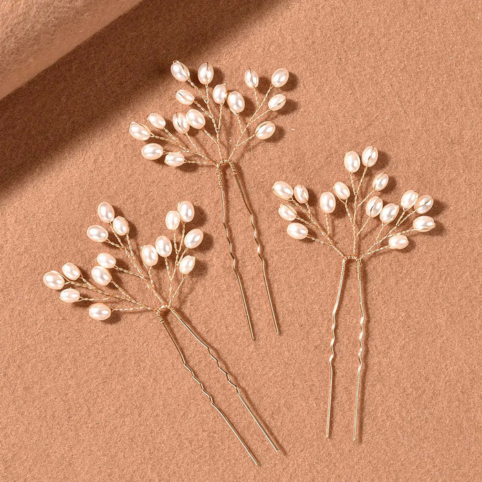 3Pcs Pearls Wedding Bridal Hair Pins Anti-slip Stable Grip Wedding Bridal Headdress for Friends Girlfriend Wife Novel Gift