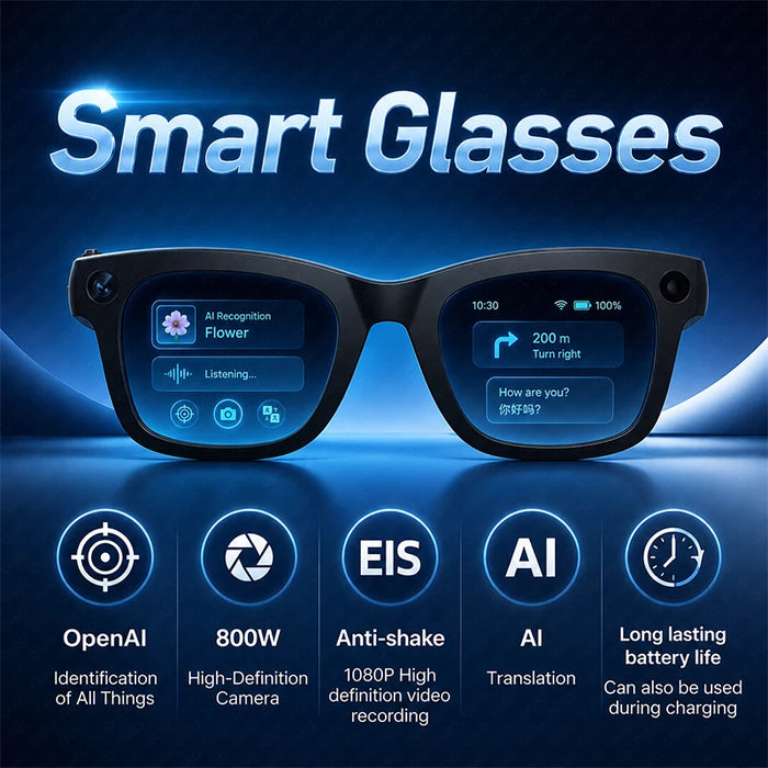800W AI Camera Smart Glasses with Translation & Bluetooth Audio | Braviixx