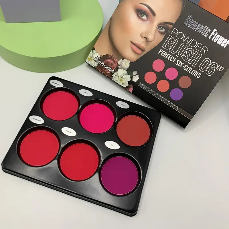 6-Colour Matte Blush Palette | Natural Contouring Blusher | Long-Lasting 18g Beauty Palette