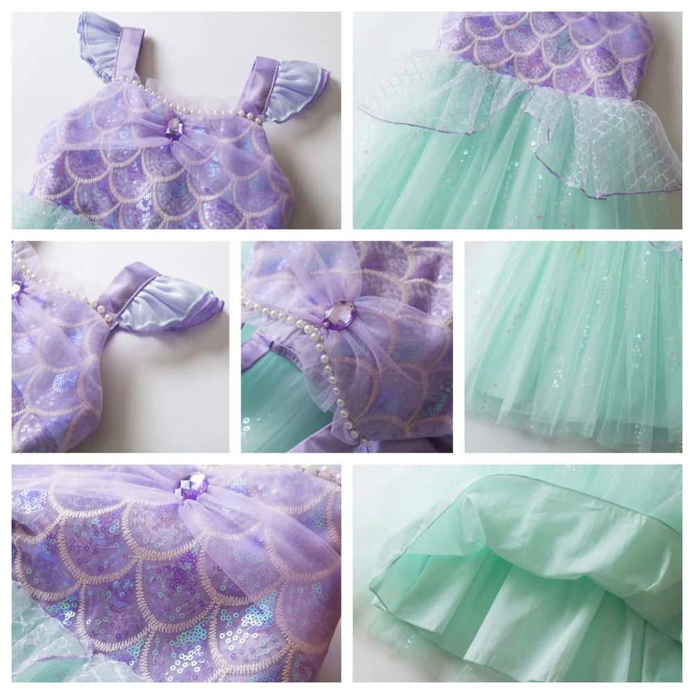 Girls' Mermaid Princess Dress | Purple & Mint Costume Options | Braviixx