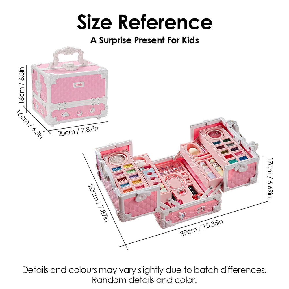 Kids Pretend Play Makeup Kit | Princess Cosmetic Toy Set with Mirror | Braviixx