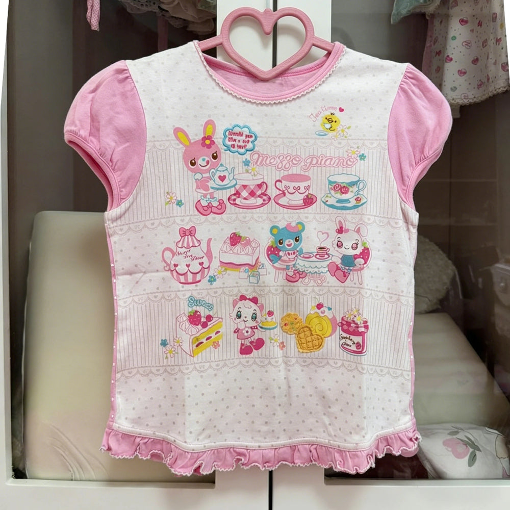 Kawaii Cartoon Print Ruffle-Trim Top | Braviixx