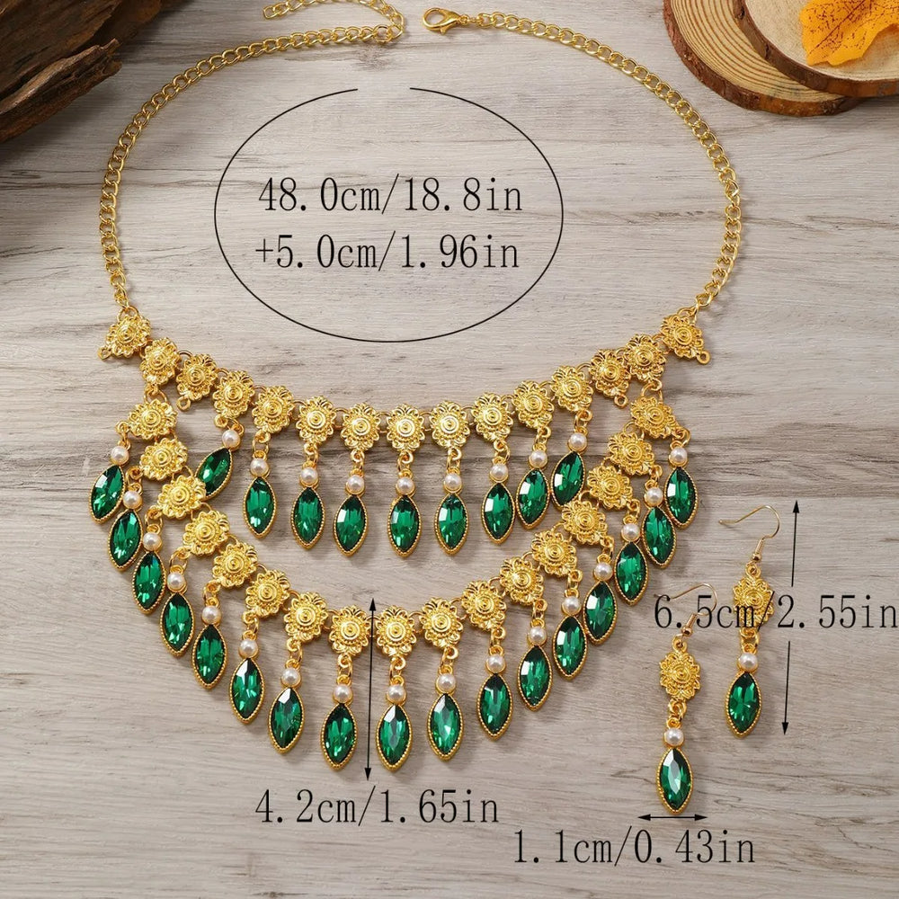 Floral Crystal Necklace & Earrings Set | Braviixx