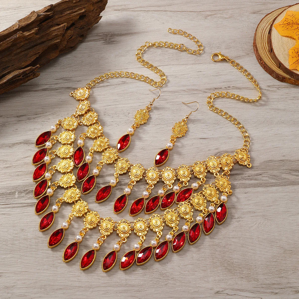 Floral Crystal Necklace & Earrings Set | Braviixx