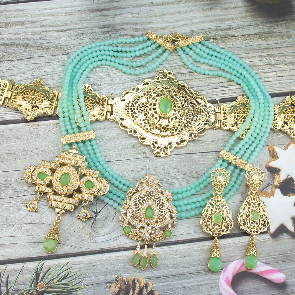 Beaded Caftan Jewellery Set | Belt & Necklace | Braviixx