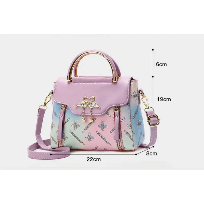 Women's Swan Charm Gradient PU Handbag 3-Piece Set | Shoulder · Crossbody · Wallet | 5 Colours | Braviixx