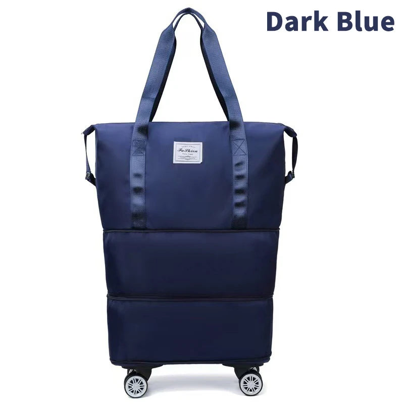 Expandable Rolling Travel Tote | Two-Level Expansion & Wheels | Braviixx