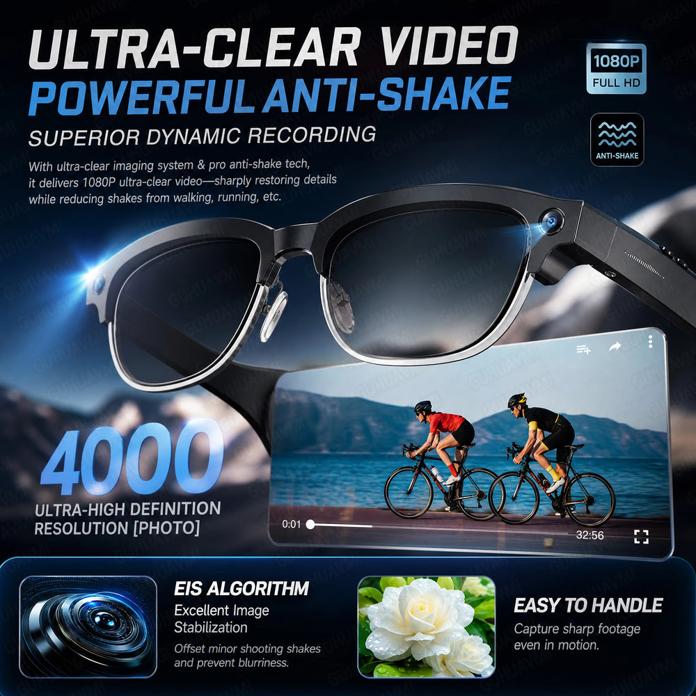AI Smart Glasses with Dual 8MP Camera | AI Translation, Bluetooth Calling, Music & IP67 Waterproof Smart Sunglasses | Braviixx
