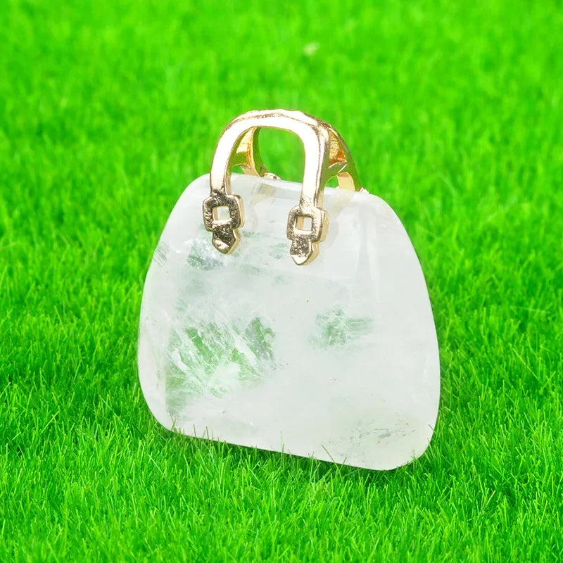 Natural Crystal Gemstone Mini Handbag Pendant Charm
