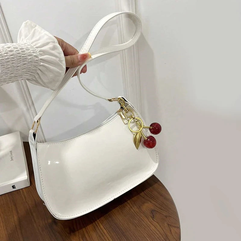 Glossy PU Shoulder Bag | Cherry Charm | Braviixx