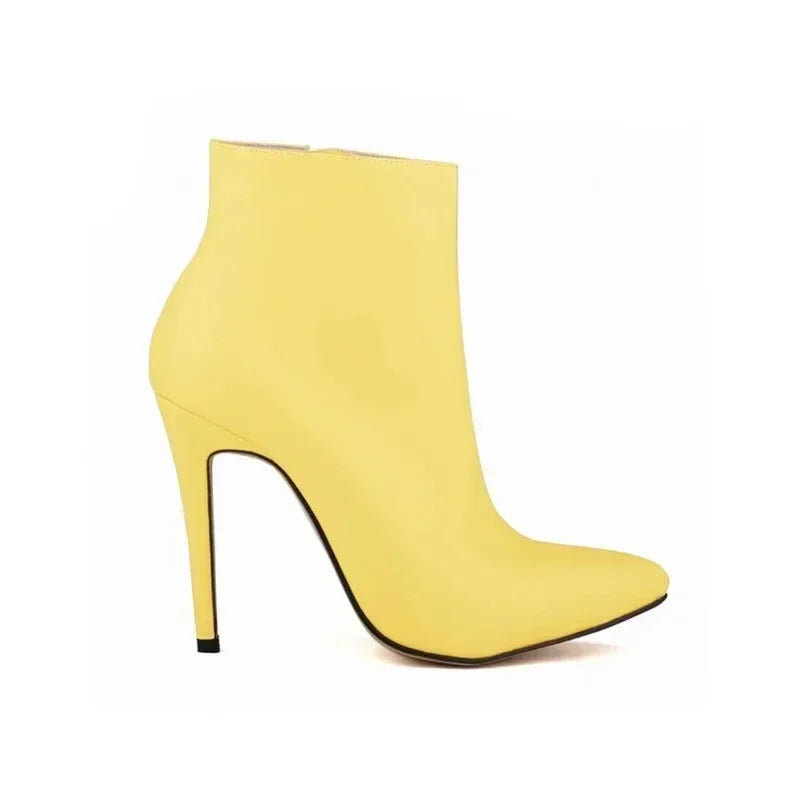 Women's Faux Fur Ankle Boots – Pointed Toe Side Zip Stiletto 11cm