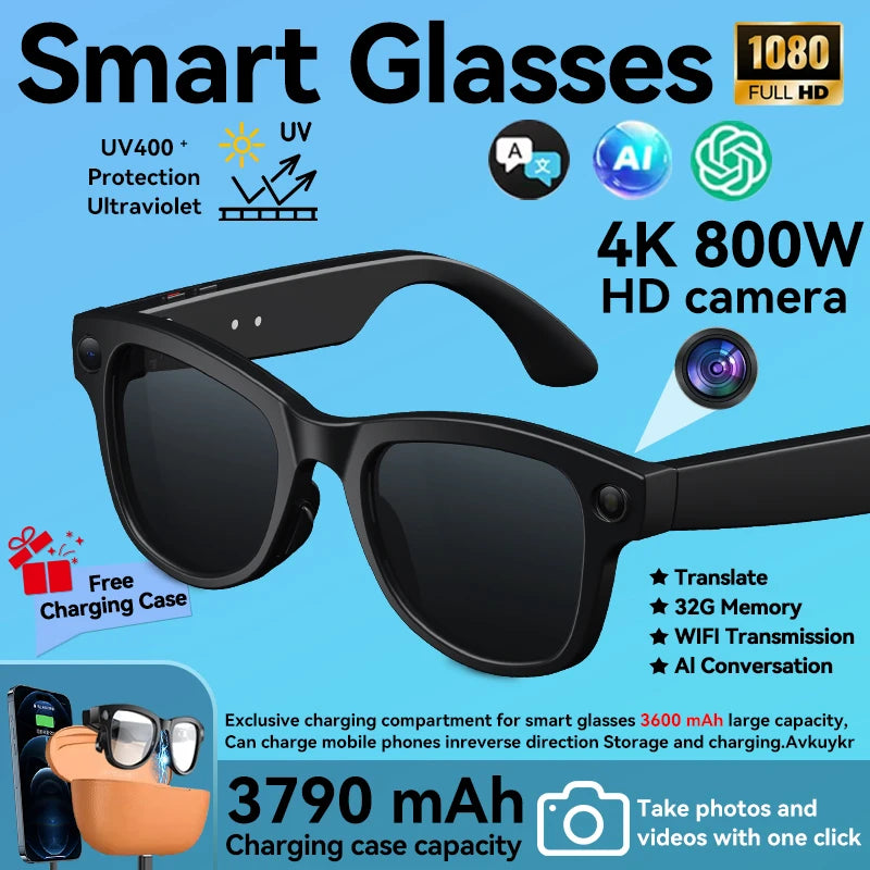 AI Smart Glasses with Camera | Bluetooth, Translation & Audio | Braviixx