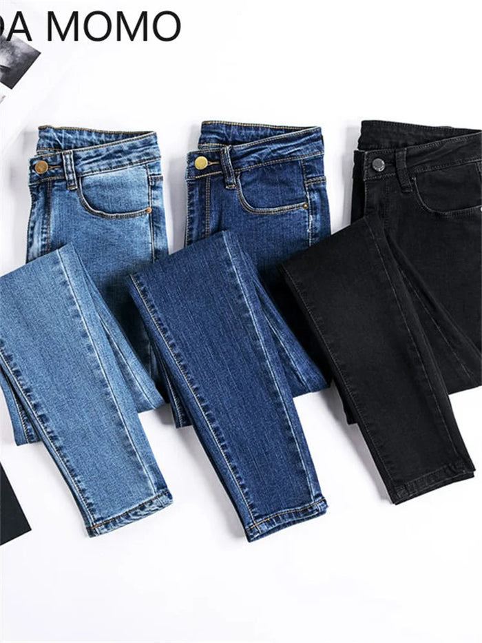 Women's High Waist Slim Straight Ankle Jeans · Black / Light Blue / Dark Blue · W26–31
