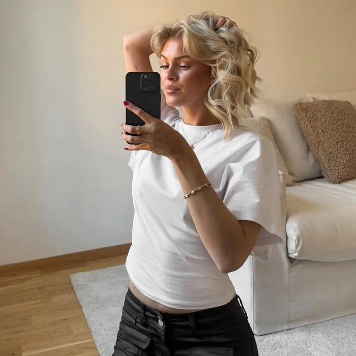 Women's Solid Crop T-Shirt · White / Grey / Black · S–L