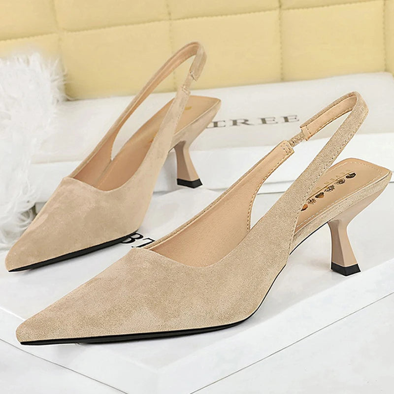 Pointed-Toe Slingback Pumps | 6 cm Sculpted Heel | Braviixx