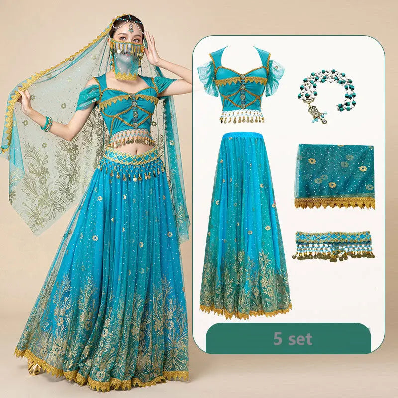 Coin-Trim Belly Dance Costume | Flared Skirt Set | Braviixx